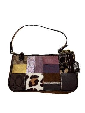Coach 7071 Suede Patchwork Demi Purse Shoulder Bag Zip Multicolor Y2K Rare